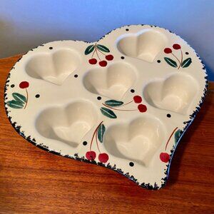Vintage Chaparral Heart Shaped Stoneware Muffin Pan